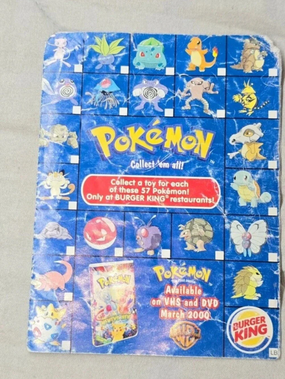Pokemon Burger King Pokemon The first movie Ad 1999 “Collect Em All” Pokemon